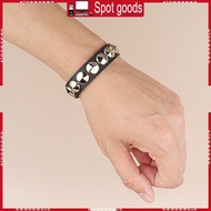 XI Black Wristband Cuff Belt Bracelet Bangle Leather Rope Black Punk Rock Bracelet