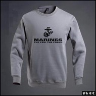 【野戰搖滾-生存遊戲】US Marines 美國海軍陸戰隊戰術長袖T恤【黑色、灰色】USMC 長袖上衣純棉圓領T恤
