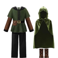 Medieval Hood Cape Cloak Robe Kids Witch Wizard Pirate Outfit Hobbit Cowl Halloween Elven LOTR Costu
