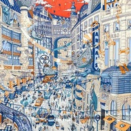 Hermès 愛馬仕限量插畫風絲巾經典橘盒包裝藝術品等級