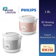 Philips 780W Rice Cooker (1.8L) 3D Heating System HD3008/30 (GREY) / HD3008/31 (PEACH)