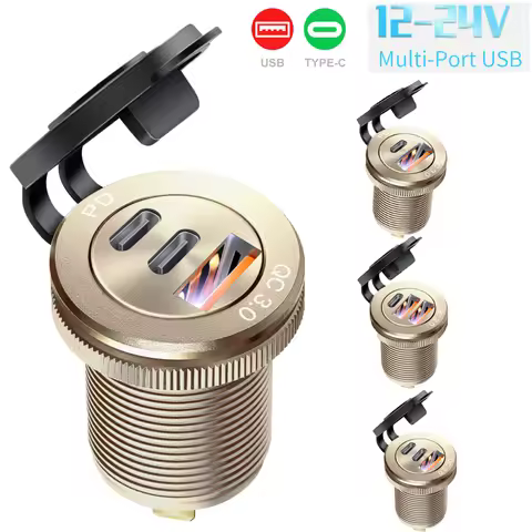 Tomada usb 12v automotiva USB Charging Port Quick Charge 3.0 USB Outlet for 12V 24V Car Truck Motorc