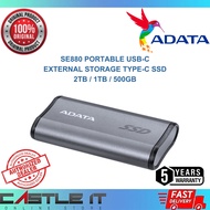 Adata SE880 2TB / 1TB / 500GB Portable USB-C External Storage Type-C SSD ADT-AELISE880500GCGY ADT-AE