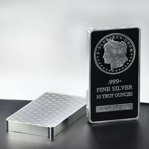 Newest Non Magnetic 10 OZ USA Badge Silver Plated Coin Commemorative Vacuum Sealed Pack Bar