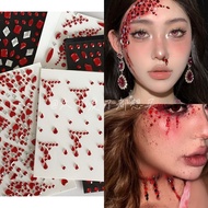 Halloween Makeup Red Special-Shaped Diamond Blood Tears Makeup Red Diamond Face Sticker Accessories 