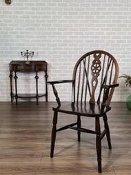 【卡卡頌  歐洲古董】英國老件 溫莎椅  餐椅  木椅  休閒椅  主人椅ch0491 