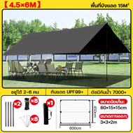⚡️กันน้ำระดับ 10⚡️ฟลายชีทพร้อมเสา สีดำ ขนาด 3x3/3x4.5/3x6/4x6m ผ้าหนา กันน้ำ กันแดด กันลม พกพาง่าย ฟ