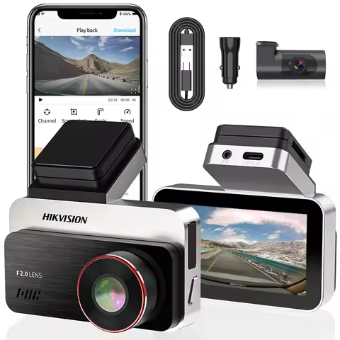 Hikvision C200S Dash Cam: 1080P Full HD + 128° Wide-Angle Lens, F2.0 Aperture for Clear Night Vision