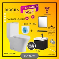 Mocha Italy- SUPER YEAR END SALES ONE PC RIMLESS WC & 400 MM BASIN CABINET (MWC7602) LIFETIME WARRAN
