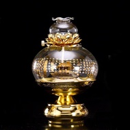 AT-🛫Auspicious Fate Liquid Oil Lamp and Buddha Lamp Buddha Lamp Household Butter Lamp Lotus Glass Pilot Lamp Decoration