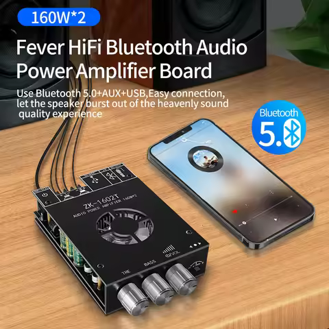 ZK-1602T 2*160W TDA7498E Bluetooth 5.0 Subwoofer Amplifier Board 2.0 Channel High Power USB Audio St