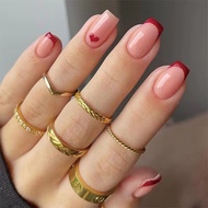 New Year Wearing Nails Red Simple Stroke Edge Manicure Holiday Festive Red Nails Festive Detachable 
