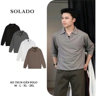 SOLADO Men's T-shirt V Neck Loose Form Long Sleeves Comfortable Beautiful Standard Streetwear Form P