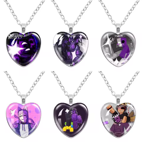 Cartoon Characters Noli Game FORSAKEN Funny MeMe Glass Heart Shape Pendant Necklace Jewelry Charm Co