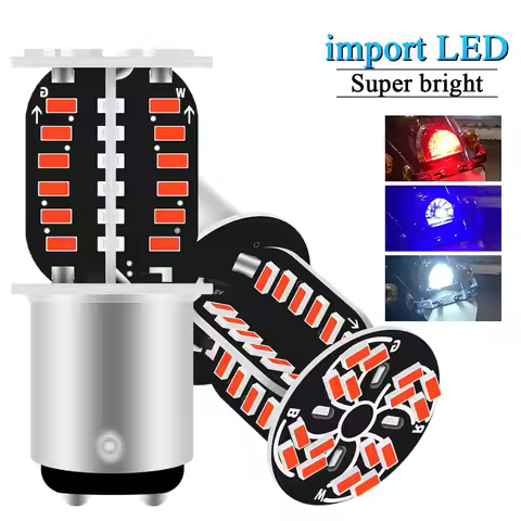 1/2PCS 1157 BAY15D LED Bulb 64smd 3014 Car Rear Reverse Turn Signal Light Red Blue Flashing Light Bu