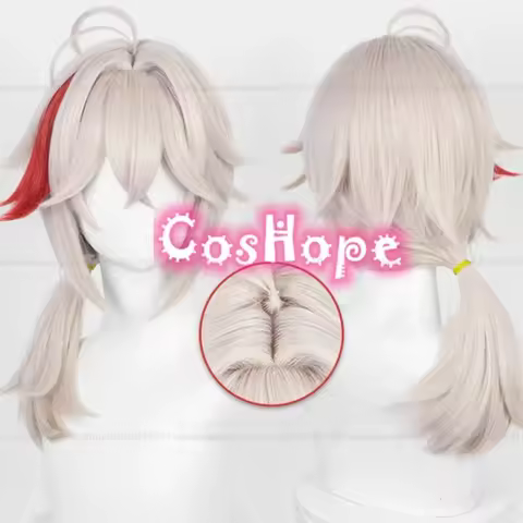 Kazuha Cosplay Wig 46cm Pink Mixed Red Wig Cosplay Anime Cosplay Wigs Heat Resistant Synthetic Wigs