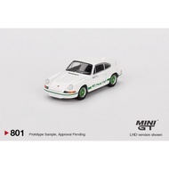 MINI GT 1/64 #801 PORSCHE 911 CARRERA RS 2.7 GRAND PRIX WHITE WITH GREEN LIVERY