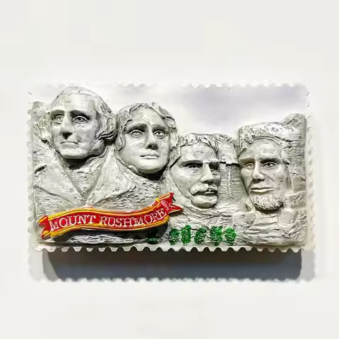USA Mount Rushmore Resin Refrigerator Magnet, 3D Hand-Painted Ornament, South Dakota Travel Souvenir