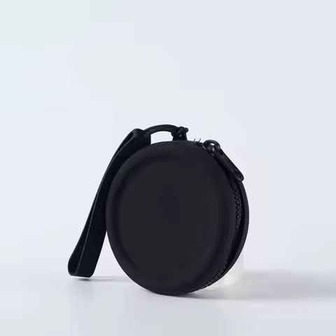 Round Silicone Coin Earphone Makeup Portable Zipper Key Bag 9*9cm