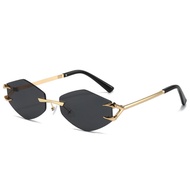 Metal Small Frame Women's Sunglasses Fashion Rimless Shades--&*
