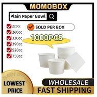 500PCS Paper Bowl Disposable Food Storage Environmentally 260cc 320cc 520cc 850cc 1000cc