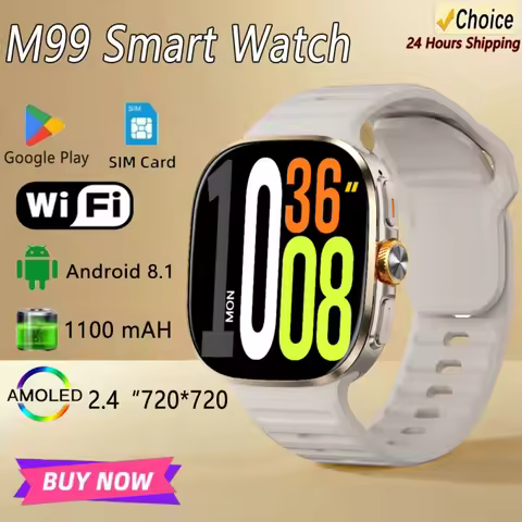 Smartwatch M99 4G 5G Network 1200W Camera 24 Inch AMOLED Screen GPS WIFI AI APP Download