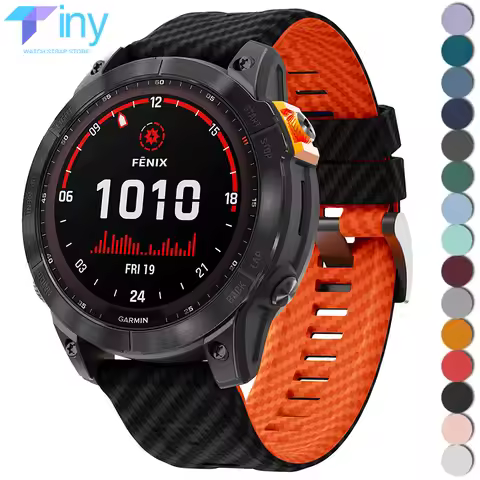 22mm 26mm Quickfit Carbon Fiber Watchband for Garmin Fenix 7X 6X 5X Plus Epix Silicone Wrist Strap f
