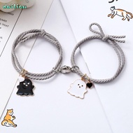 DUILIAN 2pcs Cute Ghost Face Twine Bracelet, Magnetic Ghost Face Magnetic Couple Bracelet, Couple St