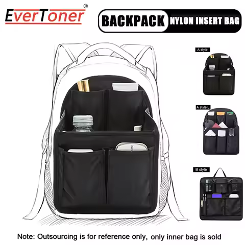 EverToner Backpack Organizer Insert Storage Bag Outdoor Women Cosmetic Bag Nylon Backpack Liner Trav