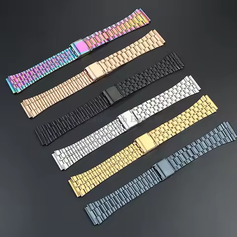 18mm Stainless Steel Metal Bracelet for Casio A158/159/A168/169/B650/AQ230/F91/108 Classic Small Squ