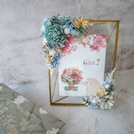 太陽玫瑰相框【湛藍】新婚禮物/簽名桌擺飾/婚禮佈置/客製/畢業季