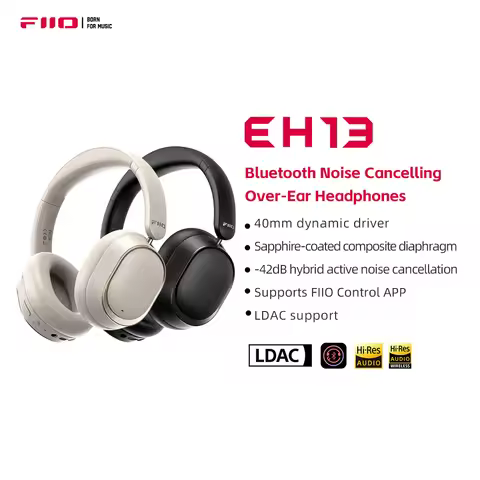 FiiO EH13 Wireless Noise Cancelling Headphones,Hybrid ANC Bluetooth Over-Ear Headphones, 45H Playtim