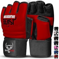 BEAST RAGE Punching Bag Taekwondo Karate Gloves for Men and Women, Half Finger MMA Kickboxing Sparri