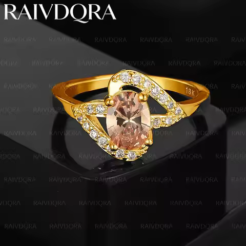 18K Gold Plated Orange Zircon Wedding Ring For Women Fashion Jewelry Charm Grace Fine Engagement Acc