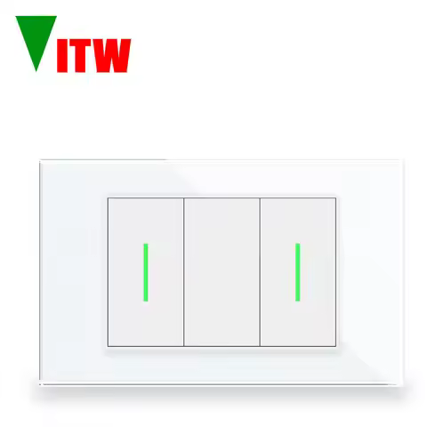 Vitw 120mm Israeli H-type glass panel wall light switch, American-style 2Gang 2-way LED indicator bu