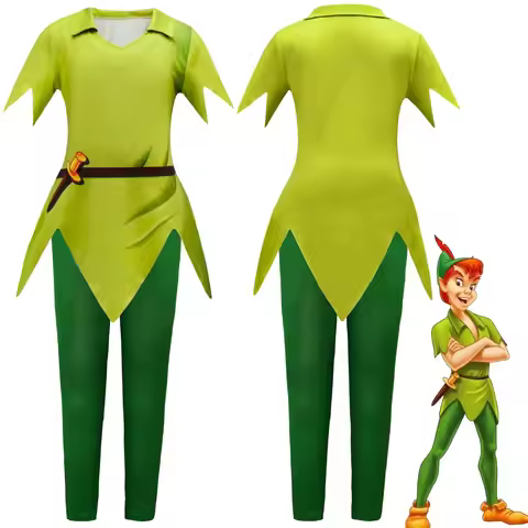 Green Elf Peter Pan Performance Costume Dress Forest Fairy Costume Peter Girls Neverland Peter Set C