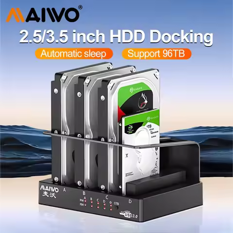 MAIWO 4 Bay Hard Drive Enclosure Sata to USB 3.0 External Multi-Bay 2.5& 3.5 Inch HDD SDD Docking St