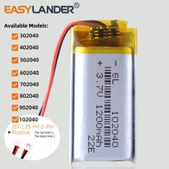JST1.25mm 2Pin 902040 3.7V 1000mAh Lithium Polymer LiPo Battery 901939 302040 402040 502040 602040 7