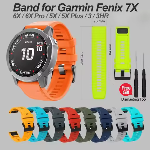 26mm 22mm Quick Fit Watchband For Garmin Fenix 8 E 7X 6X 6X Pro 5X Silicone Easyfit Wrist Band for G