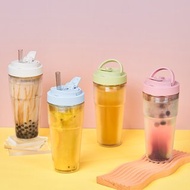 【WOKY 沃廚】又又杯 雙層純透ECOZEN 750ml-附彈跳粗吸管