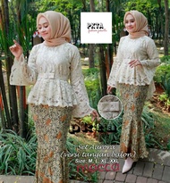 Setelan Kebaya Aurora Lengan Balon Best Seller BGT Liza Koleksi - Dress, Batik