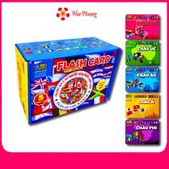 Set of Bilingual Learning Cards with Flags of Countries Around the World