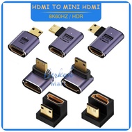 8K HDMI To Mini Micro HDMI 90 Right Angle Converter Adapter Extension Female To Male Support DSLR Ca