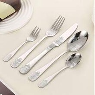 5/30pcs Stainless Steel Double-Sided Floral Cutlery Set, Creative Patterned Tableware For Cafe, Home
