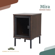 Mira (Nasya Stone) Bedside Table with 1 Cabinet Bedroom Furniture (EM231 Nasya Stone + B344 Black) b