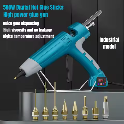 500W Industrial Hot Glue Gun Digital Temperature Control High Power Silicone Gun with Replaceable Gu