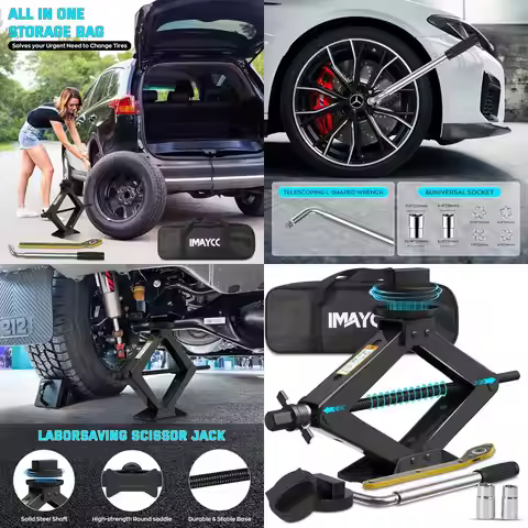 Mercedes-Benz Scissor Jack - 2.5 Ton Capacity, 2 Jack Pads, Tire Change Kit for A, B, C, E, R, S, CL