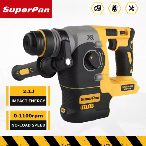 20V Brushless Rotary Hammer SUPERPAN DCH273 – 6.0Ah Battery 2.1J Impact Energy 360° Handle for Stone