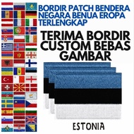 BET FLAG EMBROIDERY PATCH, EUROPEAN BENUA FLAG, ESTONIA COUNTRY, COMPLETE
