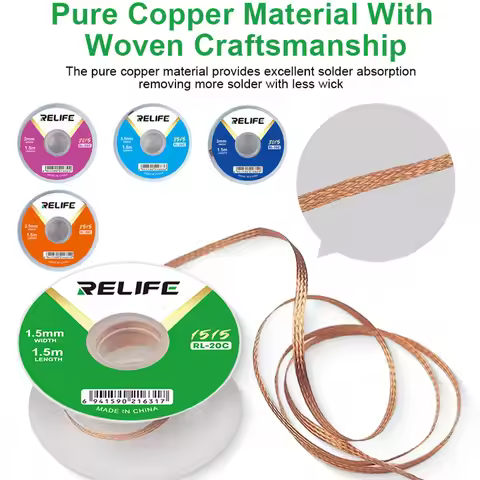 RELIFE RL-20C 1.5/2/2.5/3/3.5mm Solder Wick for Mobile Phone Low-residue Copper Desoldering Braid Lo